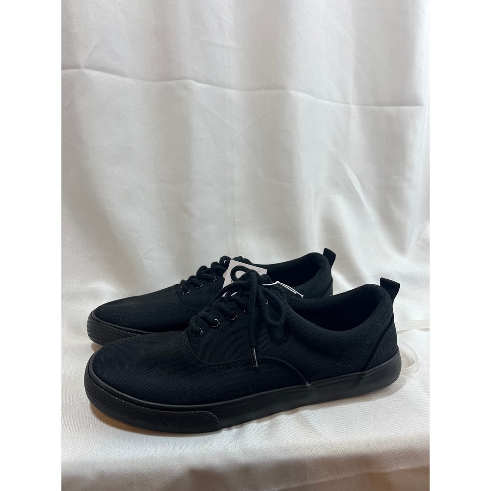 Goodfellow & Co Mens Black Canvas Sneakers Low Top Lace Up Shoes Size 9
